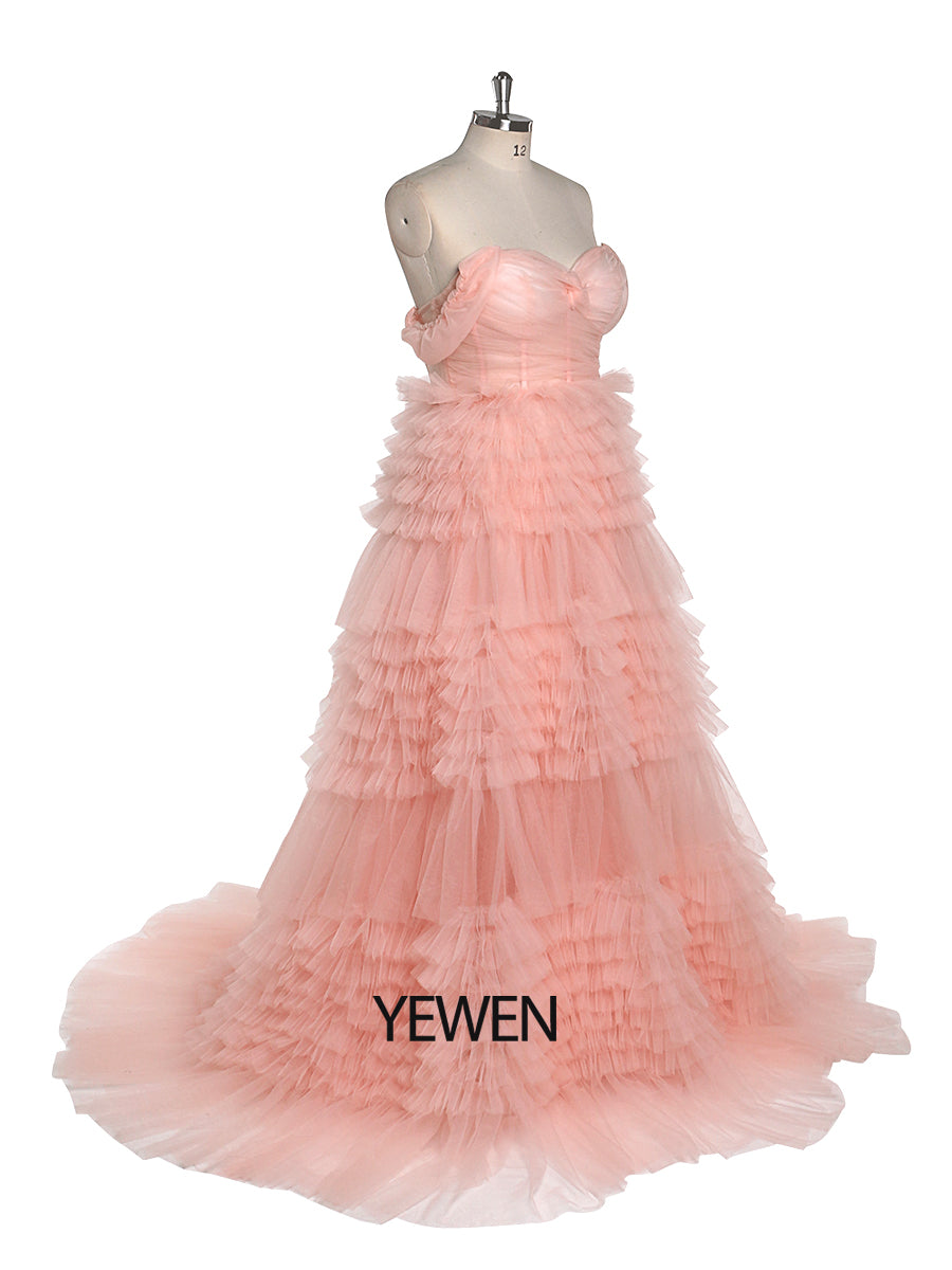 Tulle Prom Dress Elegant Formal Party Dress Photo Shoot Dress Wedding Guest Dress YEWEN YW21031 22W / Custom Color Tulle Prom Dress Elegant Formal Party Dress Photo Shoot Dress Wedding Guest Dress YEWEN YW21031 22W / Custom Color