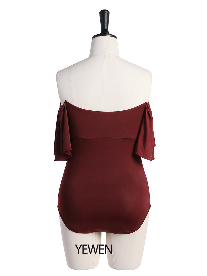 Stretchy Fabric Maternity Dress Bodysuit Off Shoulder Ruffles Short Sleeves Maternity Phography Custom Colors YW2121