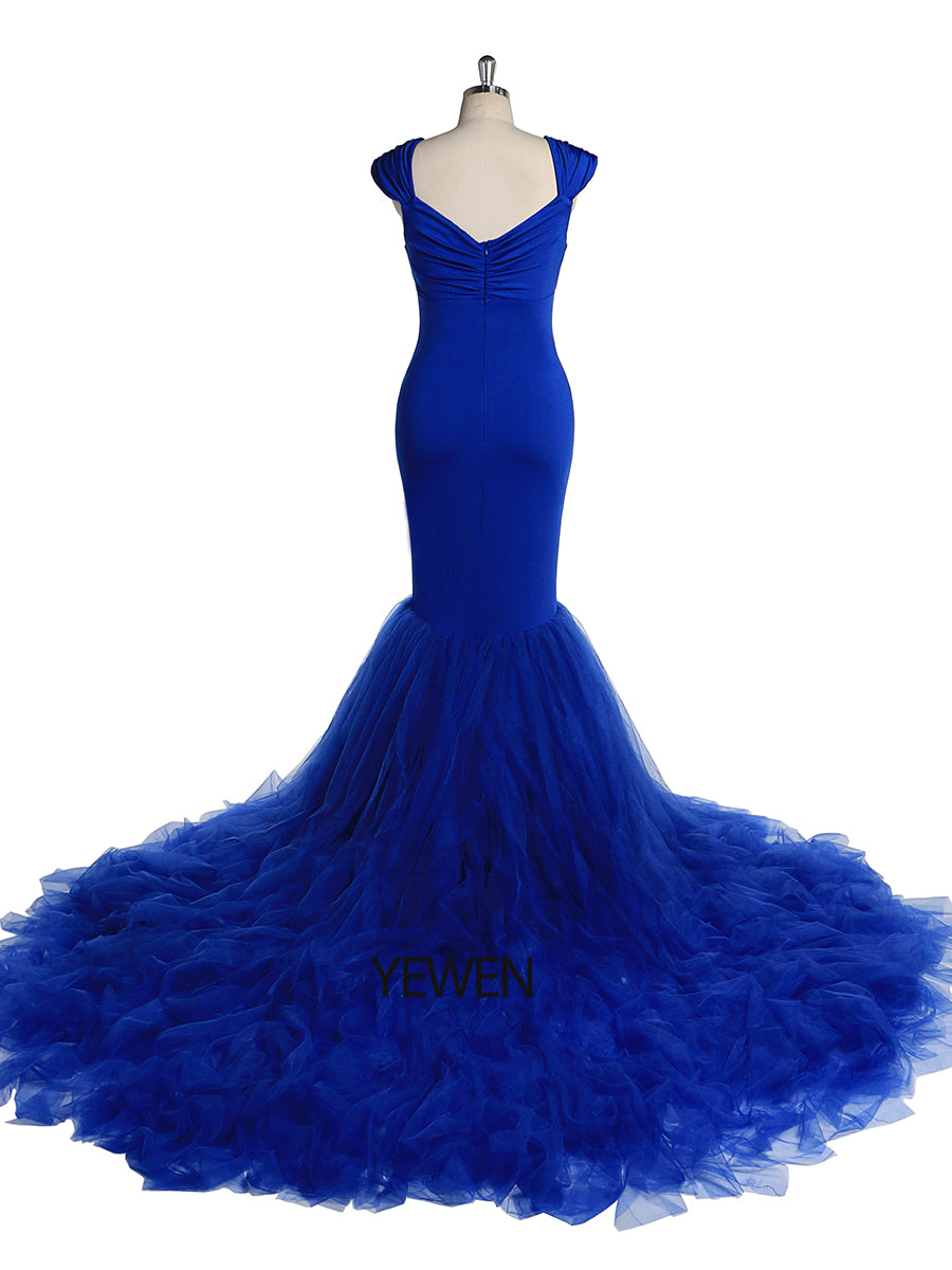 blue mermaid maternity dress MQTIME