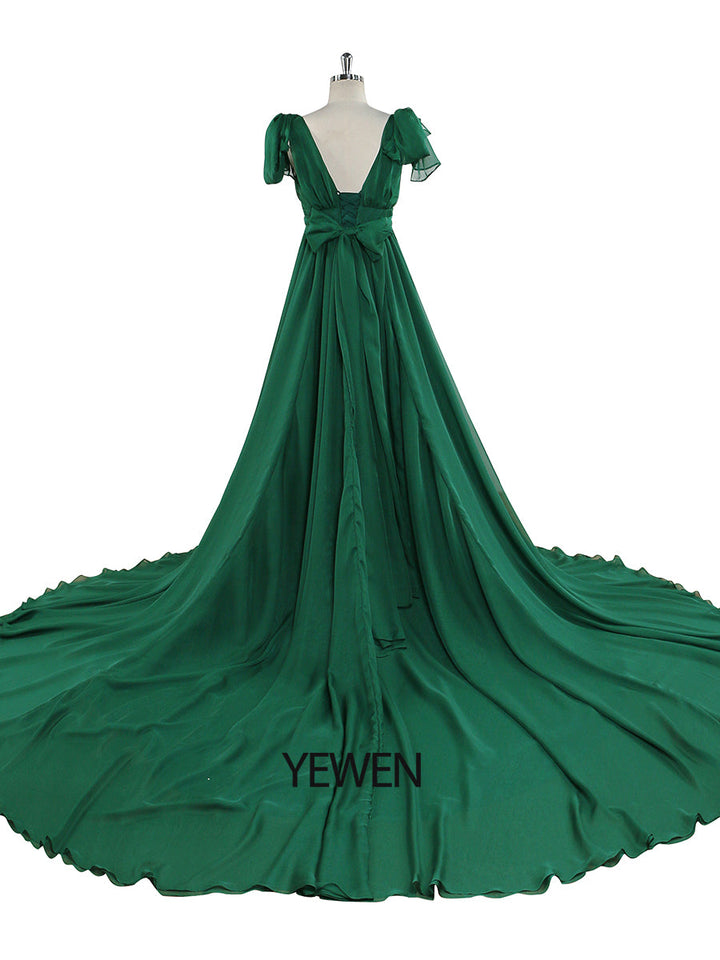 Christmas Green Silk Chiffon Beach Wedding Dress Maxi Maternity Photo Shoot Gown for Baby Shower Yewen YW221102 2 / Christmas Green Christmas Green Silk Chiffon Beach Wedding Dress Maxi Maternity Photo Shoot Gown for Baby Shower Yewen YW221102 2 / Christmas Green