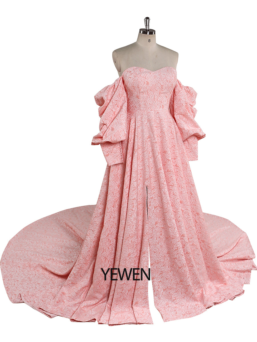 High Quality Elegant Jacquard Evening Dress Puffy Long Sleeve Retro Photoshoot Dress YEWEN YW221114 16W / Picture Color High Quality Elegant Jacquard Evening Dress Puffy Long Sleeve Retro Photoshoot Dress YEWEN YW221114 16W / Picture Color