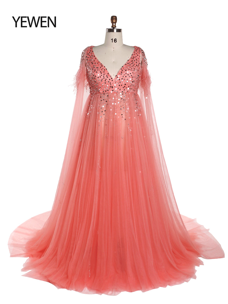 Robe de soiree en tulle a perles argentees avec robe de maternite cape pour photo yewendress