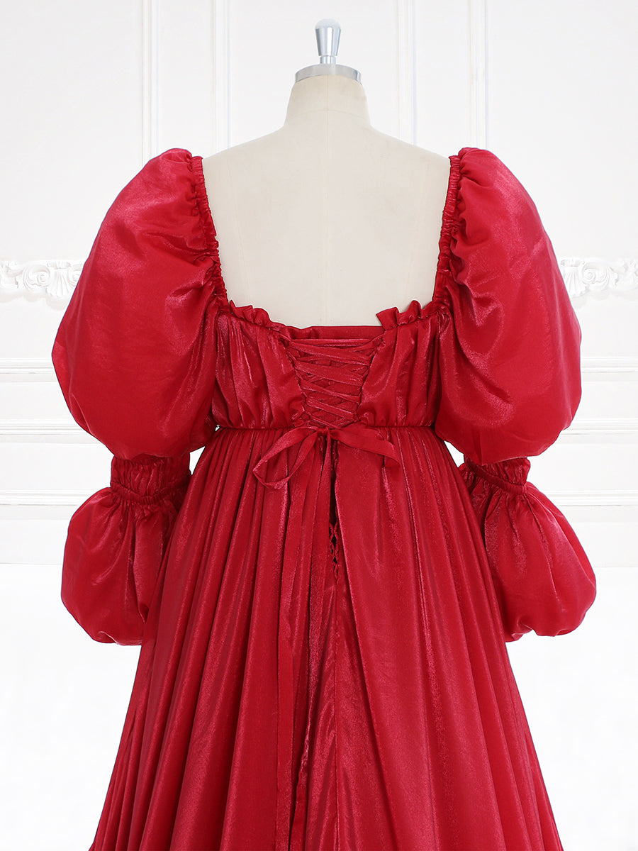 Romantic red fairy dress styled for Christmas holiday parties and festive photography
