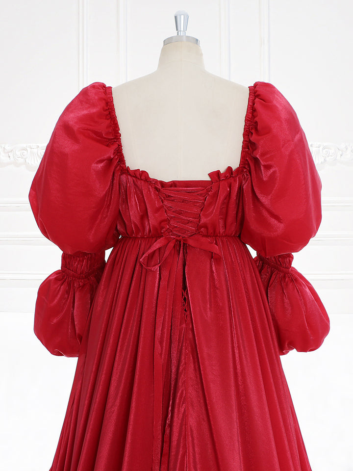 Romantic red fairy dress styled for Christmas holiday parties and festive photography