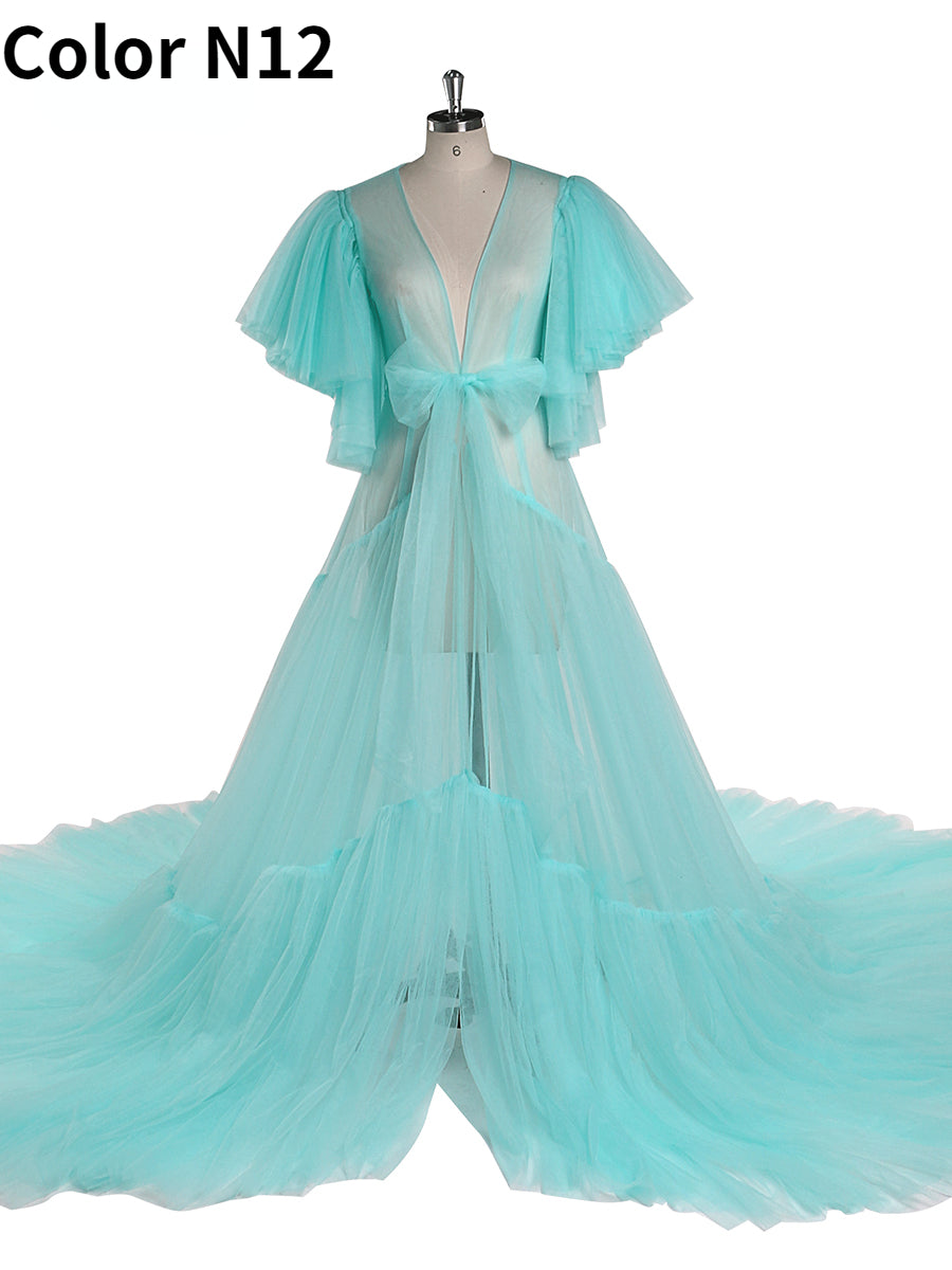 Elegant maternity dress for photo shoot styled in soft light for romantic pregnancy photography
