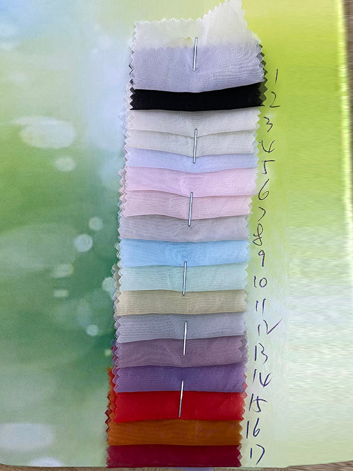 Custom color swatch chart for a maternity wedding dress showing a wide range of color options.