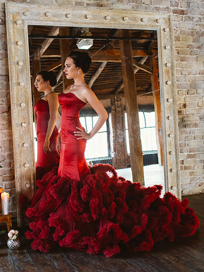 Burgundy Wedding Gowns Plus Size Mermaid Wedding Dress Bridal Gown Photoshoot Dress 16W / Burgundy Burgundy Wedding Gowns Plus Size Mermaid Wedding Dress Bridal Gown Photoshoot Dress 16W / Burgundy