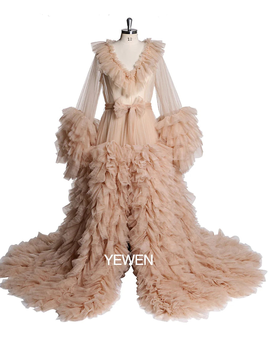 Ruffled Maternity Dress for Photo Shoot