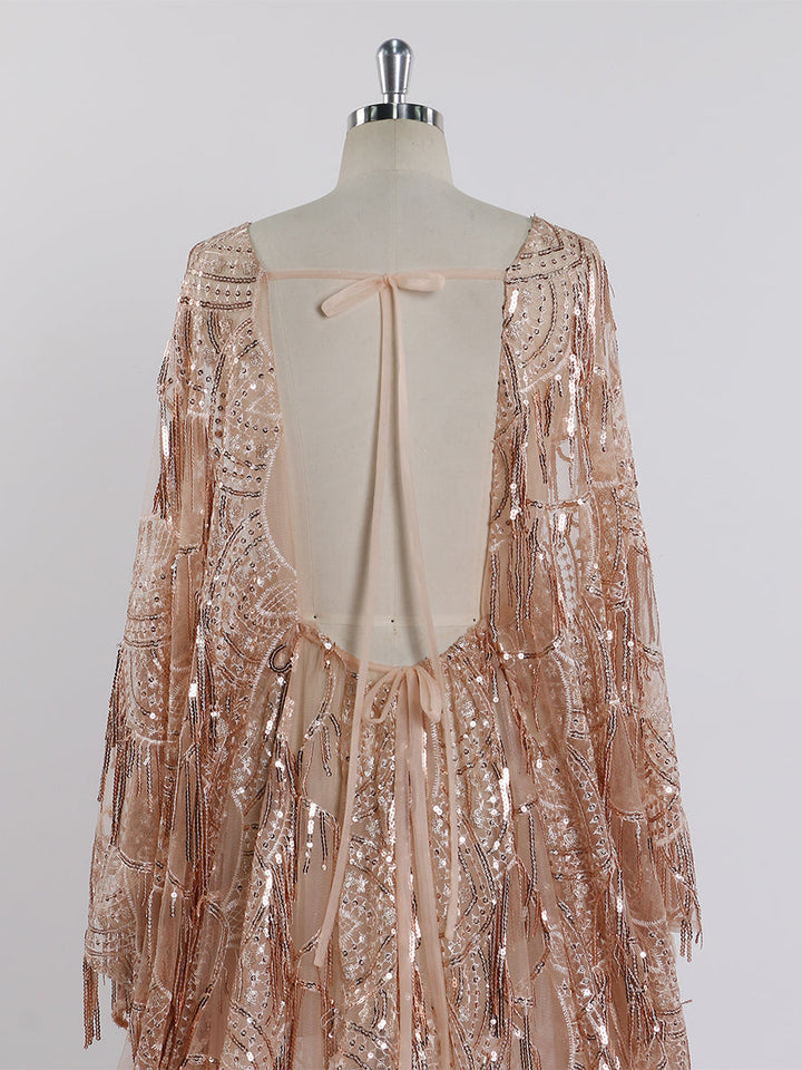 Lifestyle real shot of sequin maternity dress designed for baby shower and maternity photography sessions