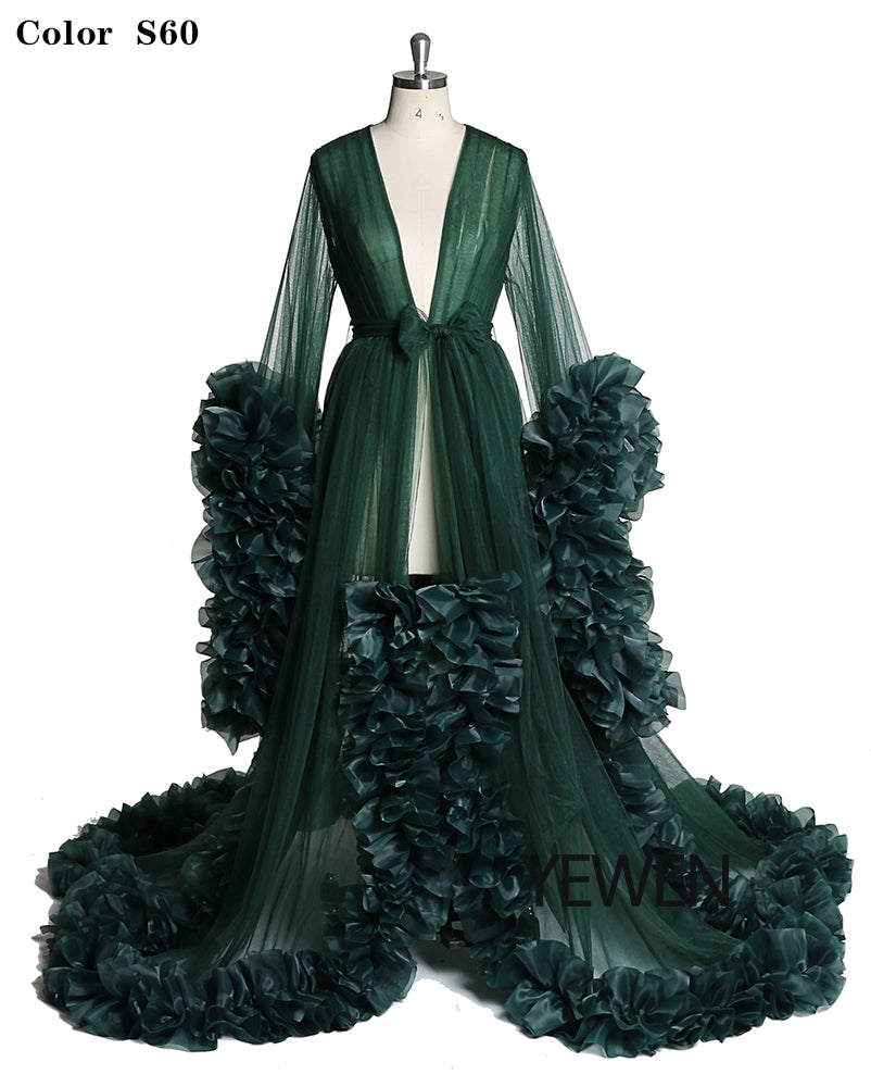 Lifestyle real shot of sexy green photoshoot dress designed for evening photography and special occasions